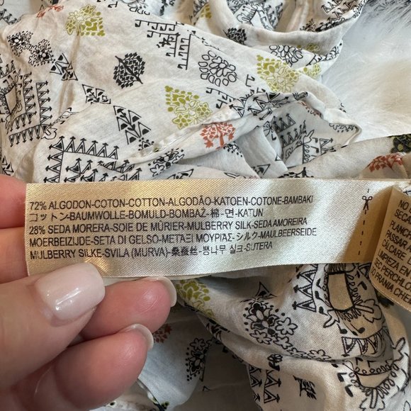 Massimo Dutti Tunic Top Popover V-Neck Boho Geometric Silk Blend Sheer Sz 4 5189 - Picture 13 of 13